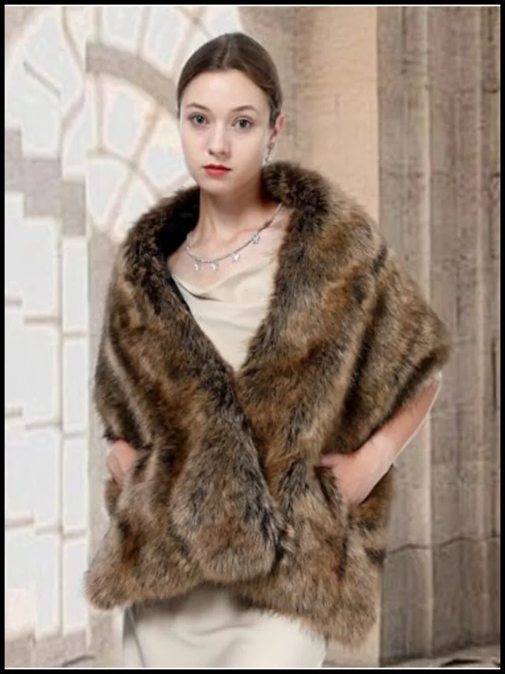 Faux Fur Shawl Cape Wrap Wedding Party Stole Winter Bridal Long Scarf